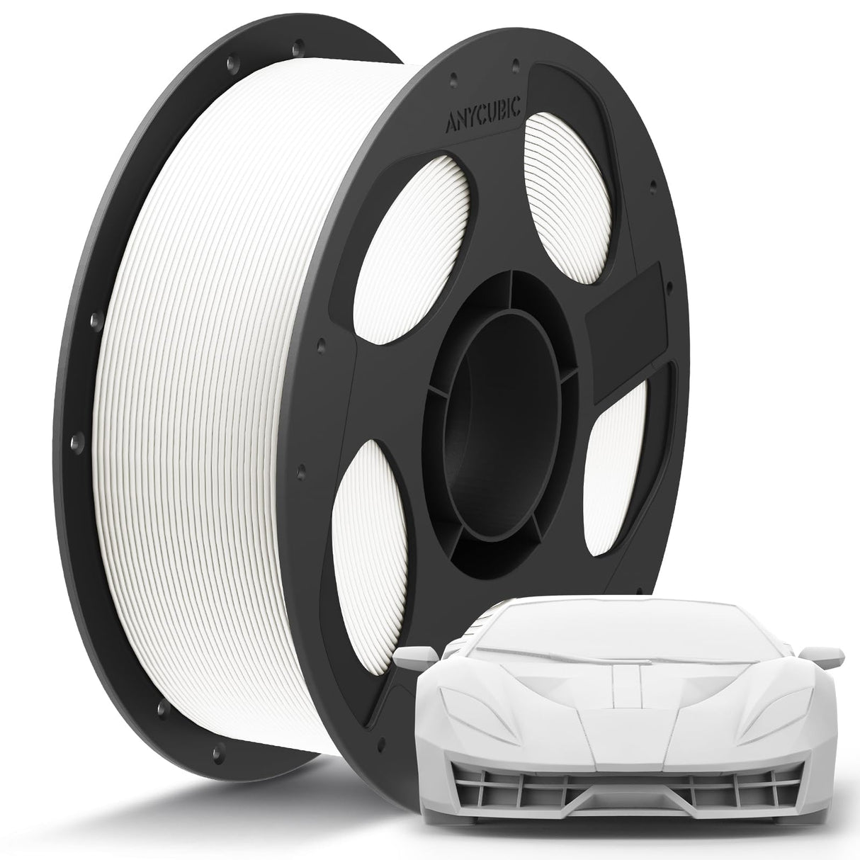 ANYCUBIC PLA Plus (PLA+), 3D Printer Filament 1.75mm, High Toughness 3D Printing Filament, Dimensional Accuracy +/- 0.02mm, Print with Most FDM 3D Printers, 1KG Reusable Spool, White ANYCUBIC