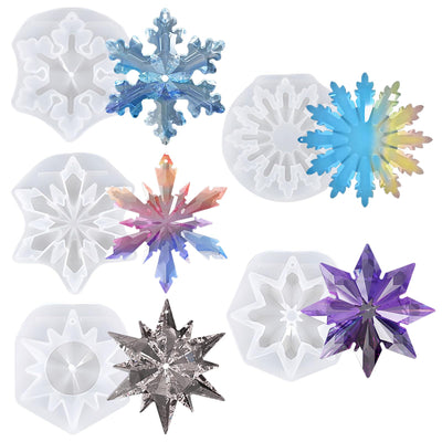 Christmas Resin Molds, 5 Pcs Snowflake Resin Molds Silicone 3D Snowflake Silicone Epoxy Resin Molds for Christmas Decoration Resin Molds for DIY Winter Christmas Tree Decoration