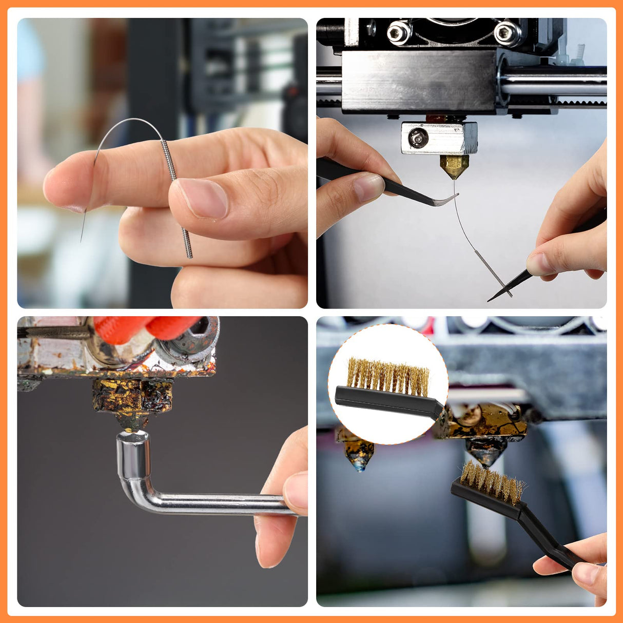 Leifide 50 Pieces 3D Printer Nozzle Cleaning Kit Includes 19 Pcs Stainless Steel Needles Cleaner Tools and 23 Pcs MK8 Nozzles Multiple Sizes Compatible with Makerbot Creality CR-10 Ender 3 5 LEIFIDE