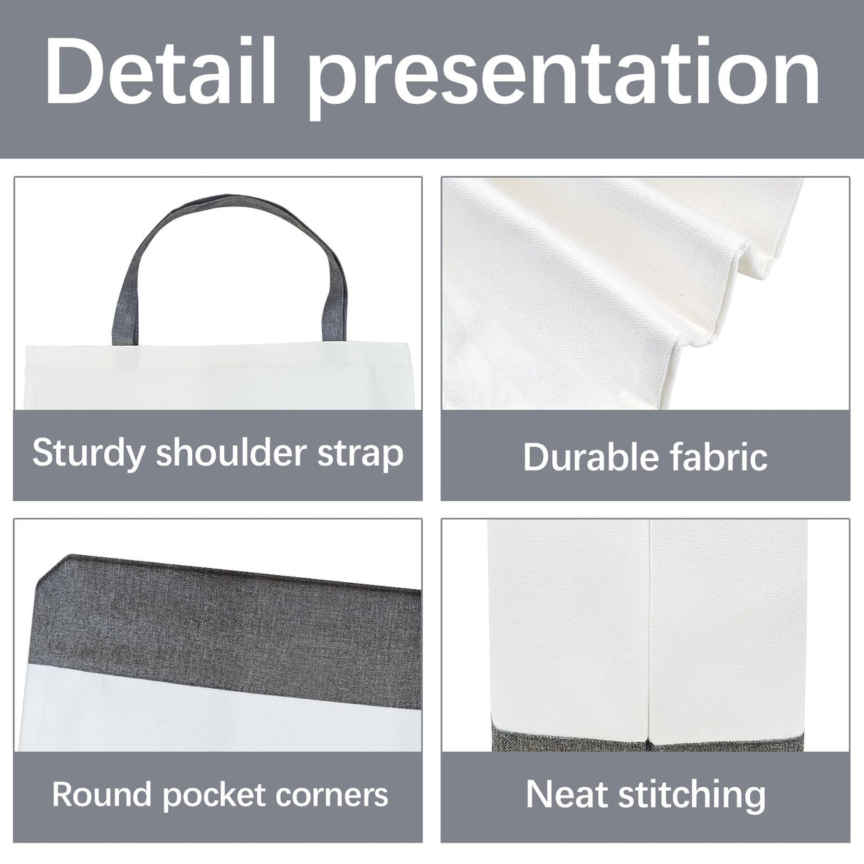 OKBA 10 pcs Sublimation Tote Bags,polyester tote bags for sublimation, blank canvas tote bags for DIY Crafting and Decorating (10, grey/White) OKBA