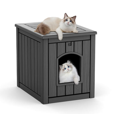 KFY Cat Litter Box Enclosure Multi-Functional Hidden Litter Box Furniture with Raised Floor Easy to Clean Easy Assembly for Living Room Bedroom, Black