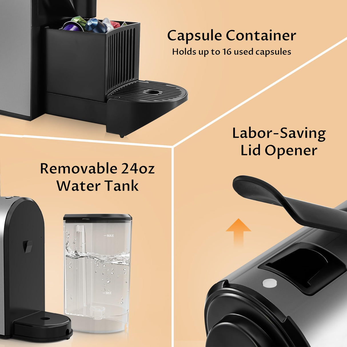 CHULUX Bafè-Pro Espresso Machine, Mini Espresso Machine for Nespresso Original Capsules, Single Serve Coffee Machine for Home Espresso & Lungo Maker, Italian ODE 20 Bar Pump, Metallic Gray CHULUX