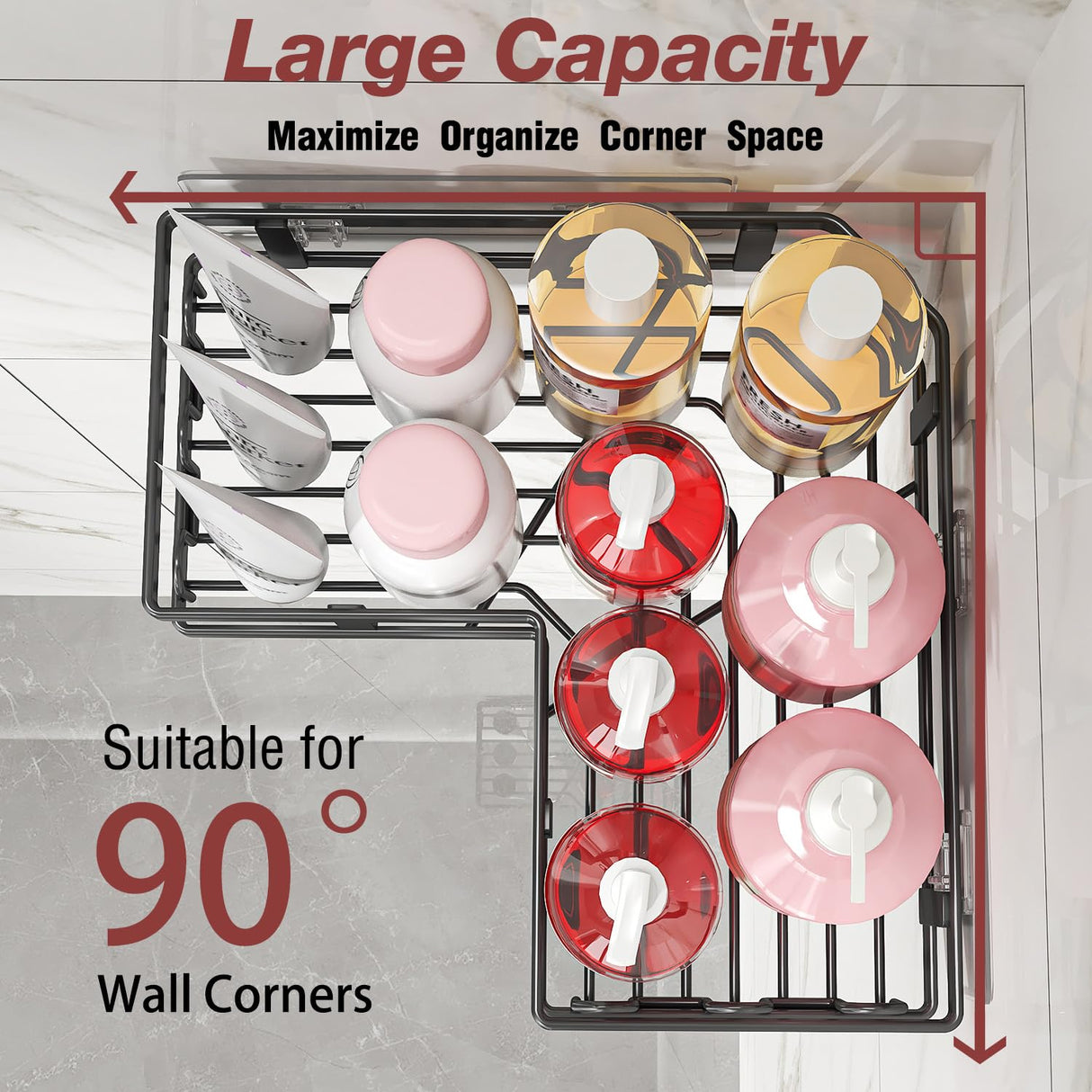 Youvip Adhesive Corner Shower Caddy with Soap Holder - Rustproof, No Drilling Shelves Wall Mounted, Organizer for Bathroom, Kitchen & Home Decor. Black, 4-Pack Youvip