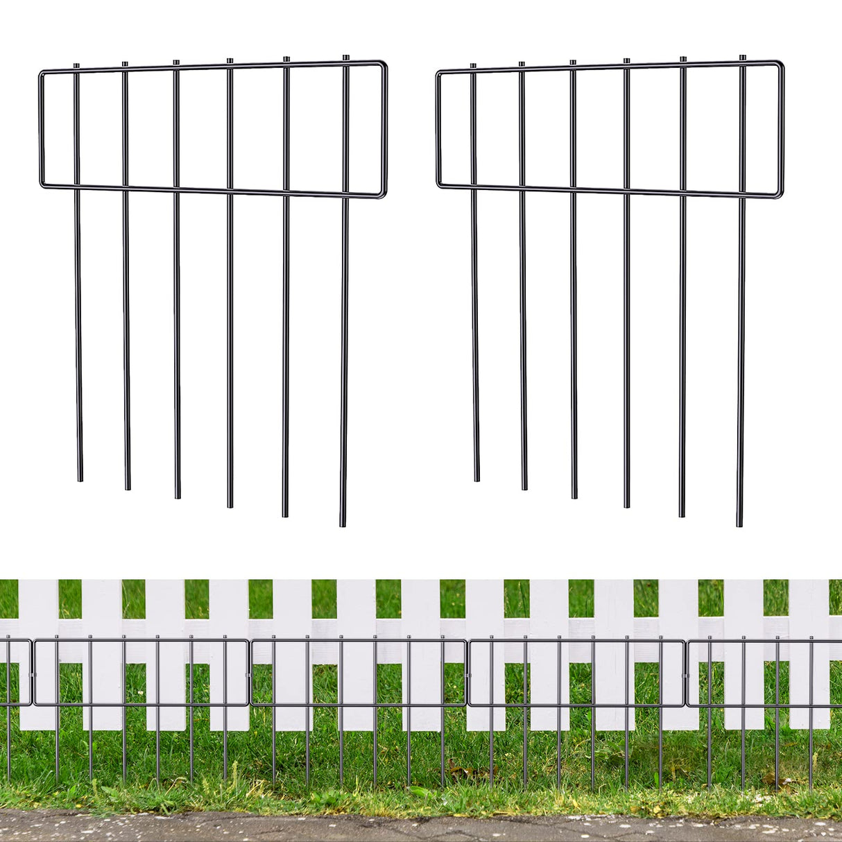 25 Pack Animal Barrier Fence, 17 in(H) X 27 Ft(L) Decorative Garden Fence, Rustproof Metal Wire Garden Border Fence, Dog Rabbits Ground Stakes Fence for Garden. NANANARDOSO