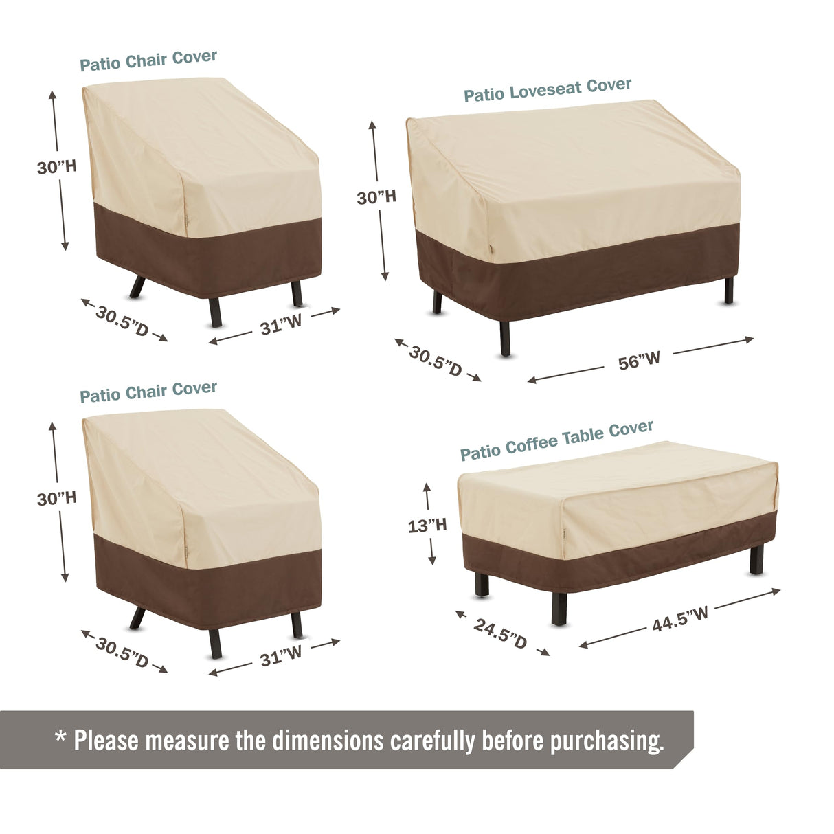 loriano Patio Furniture Cover Set, 4 Piece Outdoor Furniture Cover Waterproof, 600D Heavy Duty Lawn Patio Set Covers loriano