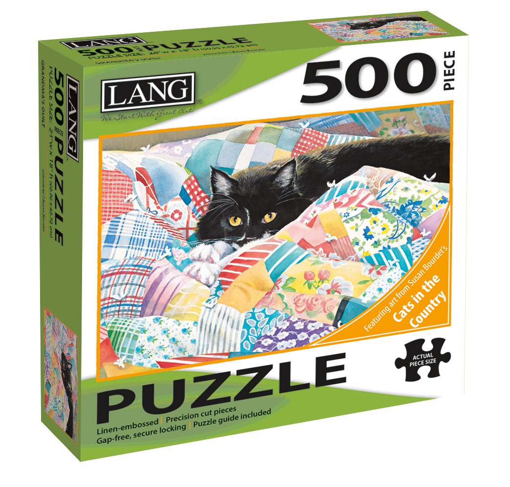 LANG Grandma's Quilt Cat 500 Piece Jigsaw Puzzle Lang