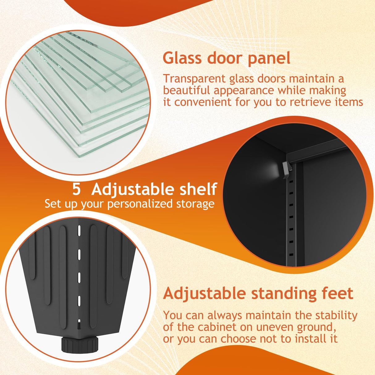 GAIOUS 74.8" Tall Metal Curio Cabinet, Display Cabinet with Glass Door, 6 Tier Liquor with 5 Adjustable Shelves, Locking Glass Display Case for Collectibles, Showcase Storage Cabinets, Black GAIOUS