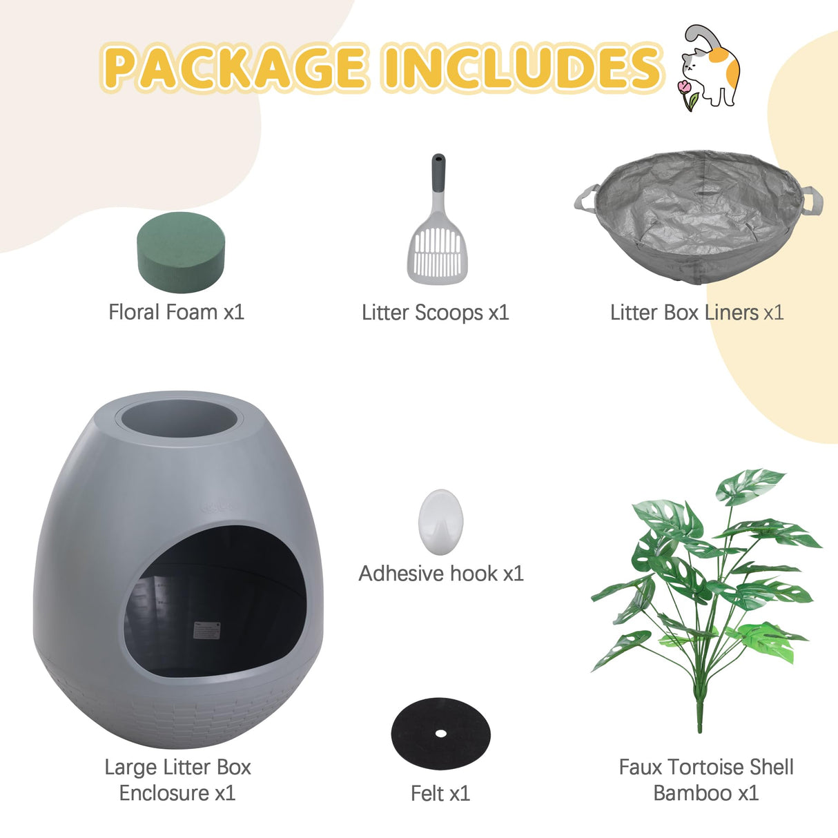 Eggloa6 Hidden Litter Box - Plant Litter Box Enclosure with Artificial Plants, DIY Cat Litter Box Furniture Extra Large (Grey) COZIWOW