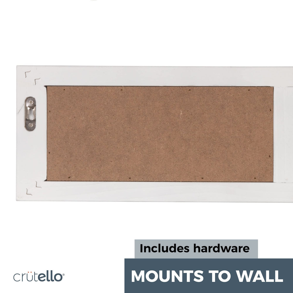 Crutello Rustic Towel Bar with Galvanized Backing for Bathrooms, 24x6 Inches - Wall Mounted Towel Rack White Wood & Black Metal Bar, Farmhouse Decor Crutello