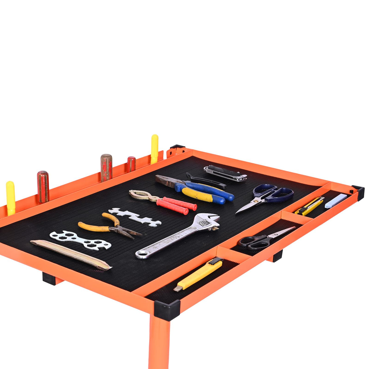 Aain Mechanic Rolling Tool Tray with Drawer Work Table, 34.25-46.85 in, Orange Aain