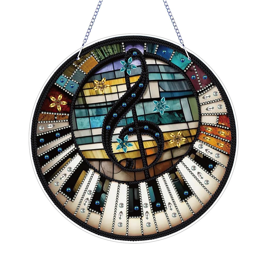 Ceitura PVC Glass Special Shaped Piano Notes DIY Diamond Art Painting Pendant Diamond Art Painting Suncatcher Home Windows Decor C'eitura