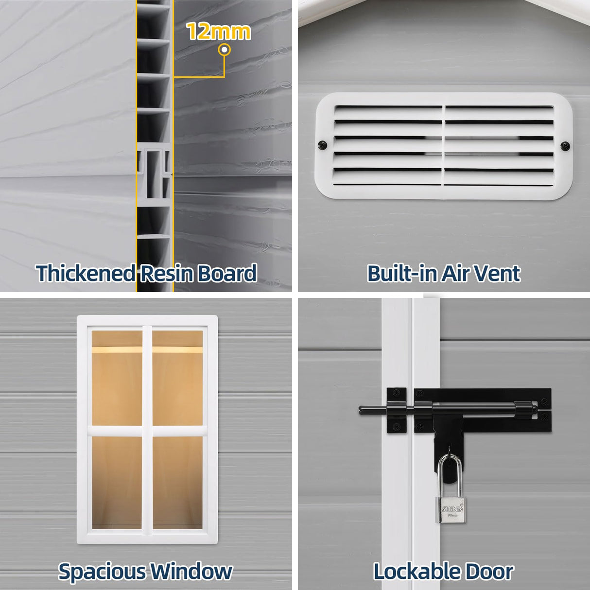 YOFE Resin Shed 6x4.4FT,Plastic Shed with Floor,Outdoor Storage Shed with Floor for Garden Tool,Waterproof Outdoor Resin Shed,Lockable Doors for Patio,Yard,Lawn (Gray) YOFE