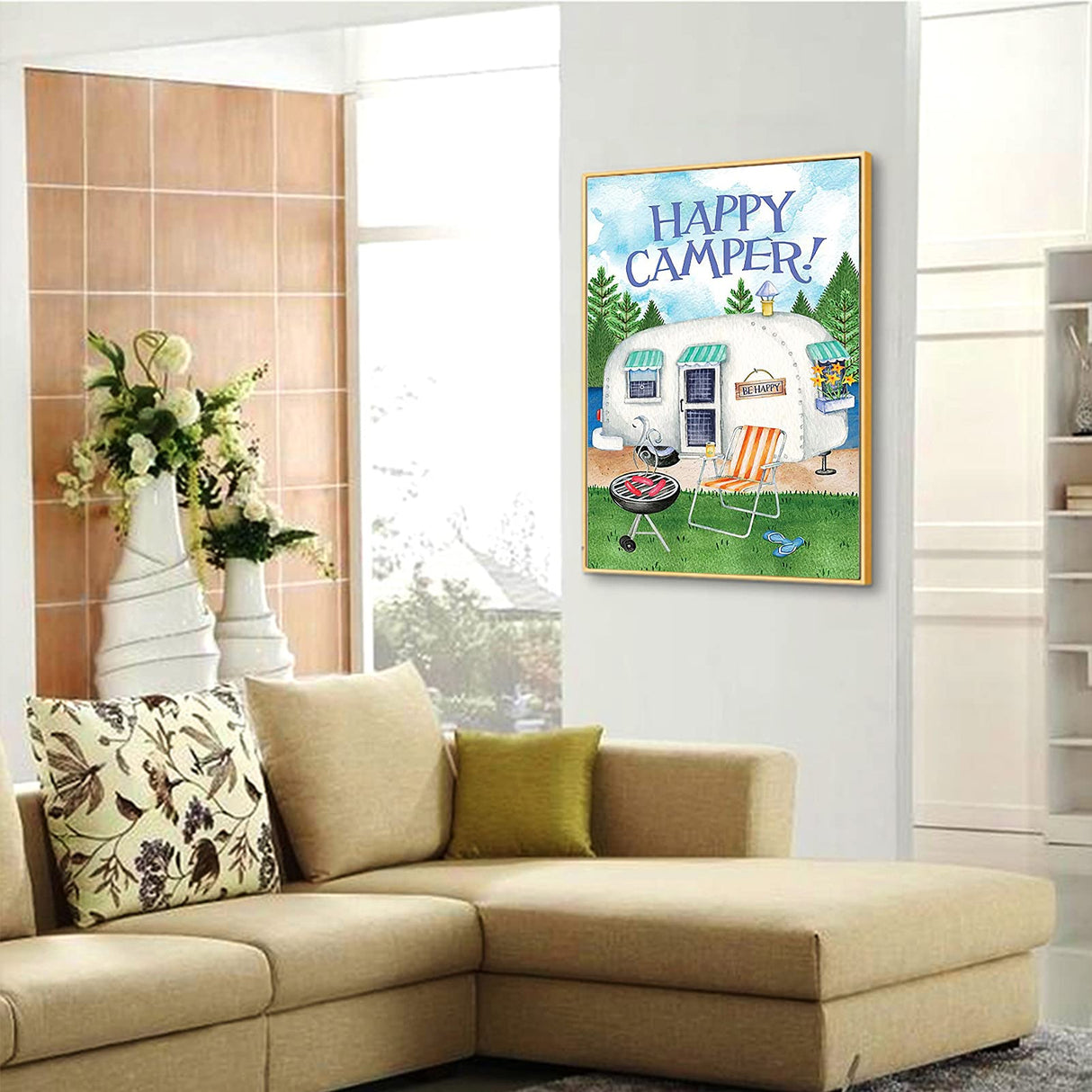 JATOK Diamond Painting Kits for Adults, DIY 5D Diamond Painting Paint Happy Camping Car by Number with Gem Art Drill Diamond Painting Kits for Kids for Relaxation, Home Wall Décor 11.8x15.7in JATOK