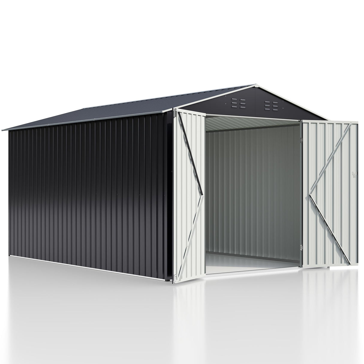 Polar Aurora 8 x 12 FT Outdoor Storage Shed, Metal Garden Shed with with Updated Frame Structure, Tool Sheds for Backyard Garden Patio Lawn Black Polar Aurora