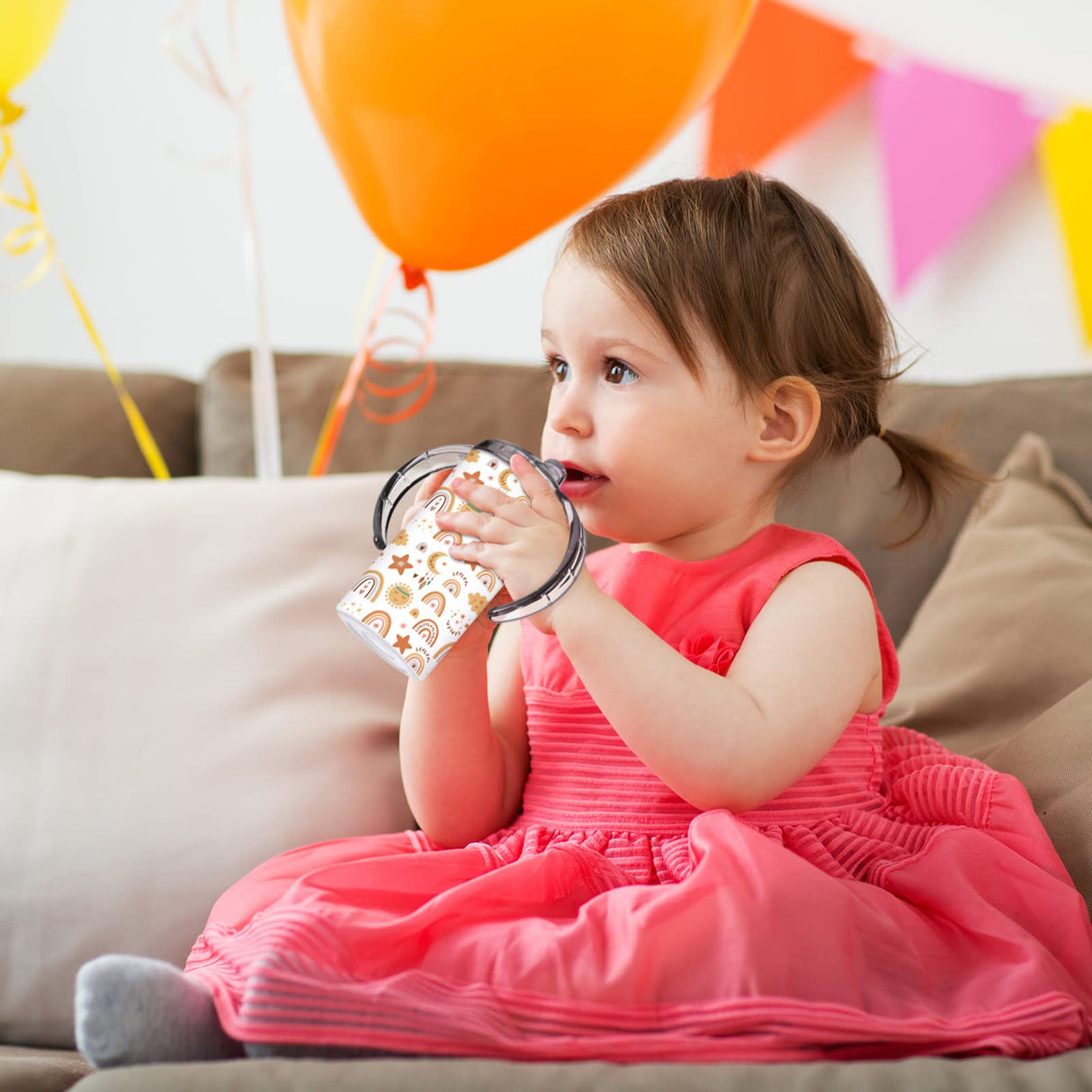 12 Sets 12 oz Sublimation Blanks Sippy Cups for Toddlers Insulated Stainless Steel Kids Sublimation Tumbler Cups with Lids and Straws, 2 Heat Tape, 12 Polymer Sublimation Coating, Coaster, Brush Zubebe