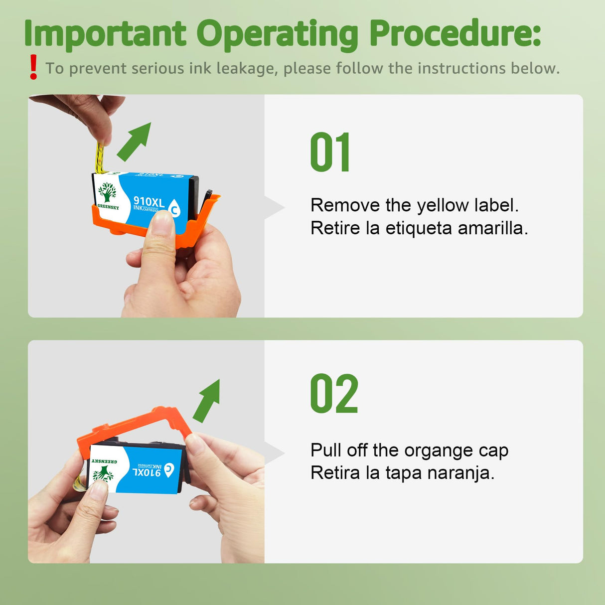 GREENSKY 910XL Ink Cartridges Replacement for HP 910xl Ink Cartridges Combo Pack with HP OfficeJet Pro 8025e 8015e 8022e 8028e 8035e 8025 8035 8020 8022 Printer (Black, Cyan, Magenta, Yellow) GREENSKY