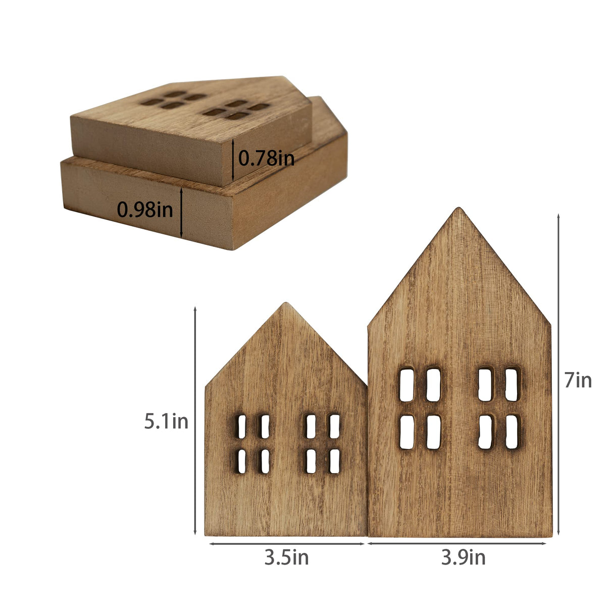 TFoRibbon House Shaped Wooden Sign Block Farmhouse Home Sign Tiered Tray Decor 2 Pack (Brown) Melostu