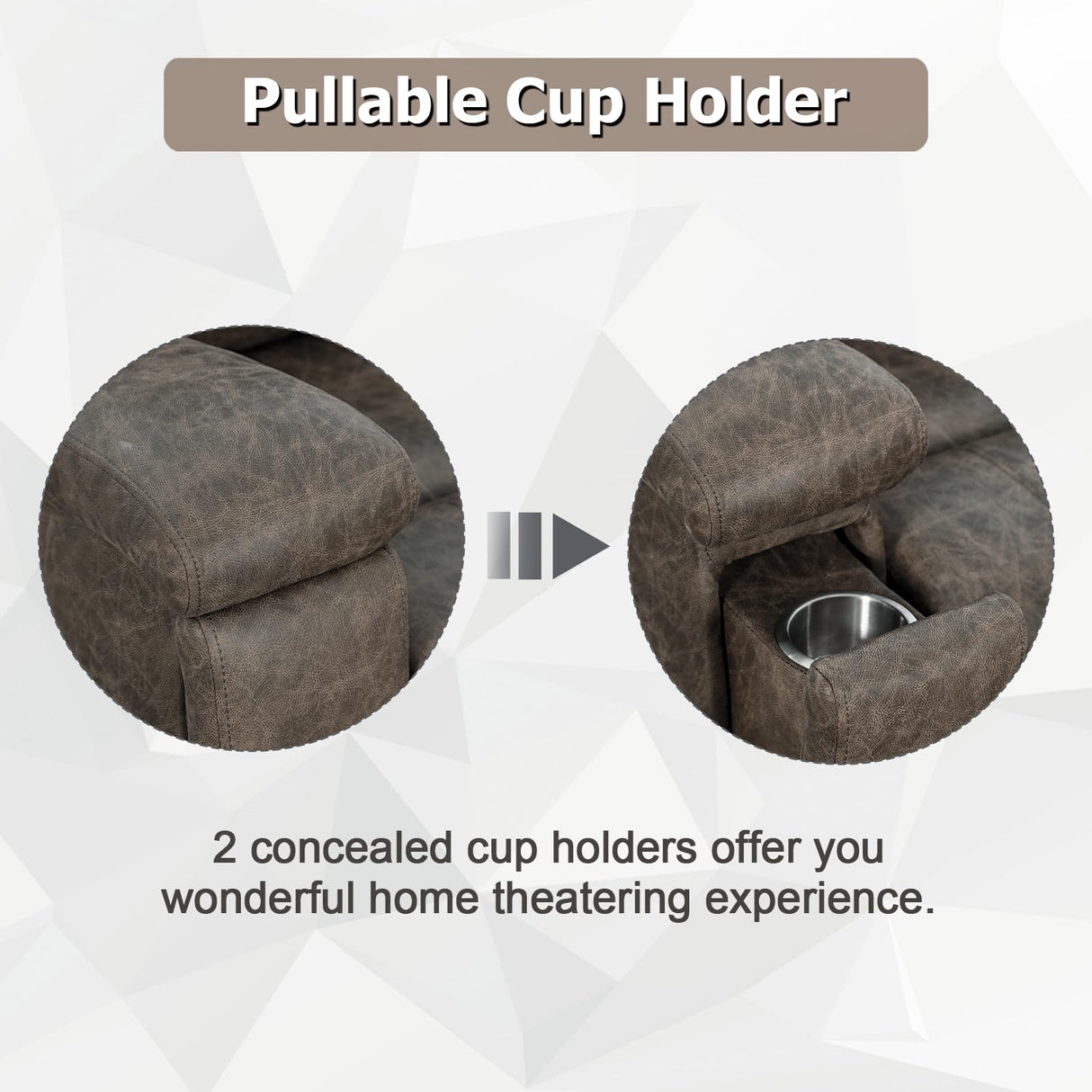 CANMOV Leather Recliner Chair, Classic and Traditional Manual Recliner Chair with Overstuffed Arms and Back, Manual Single Sofa with Concealed Cup Holders,Grey CANMOV