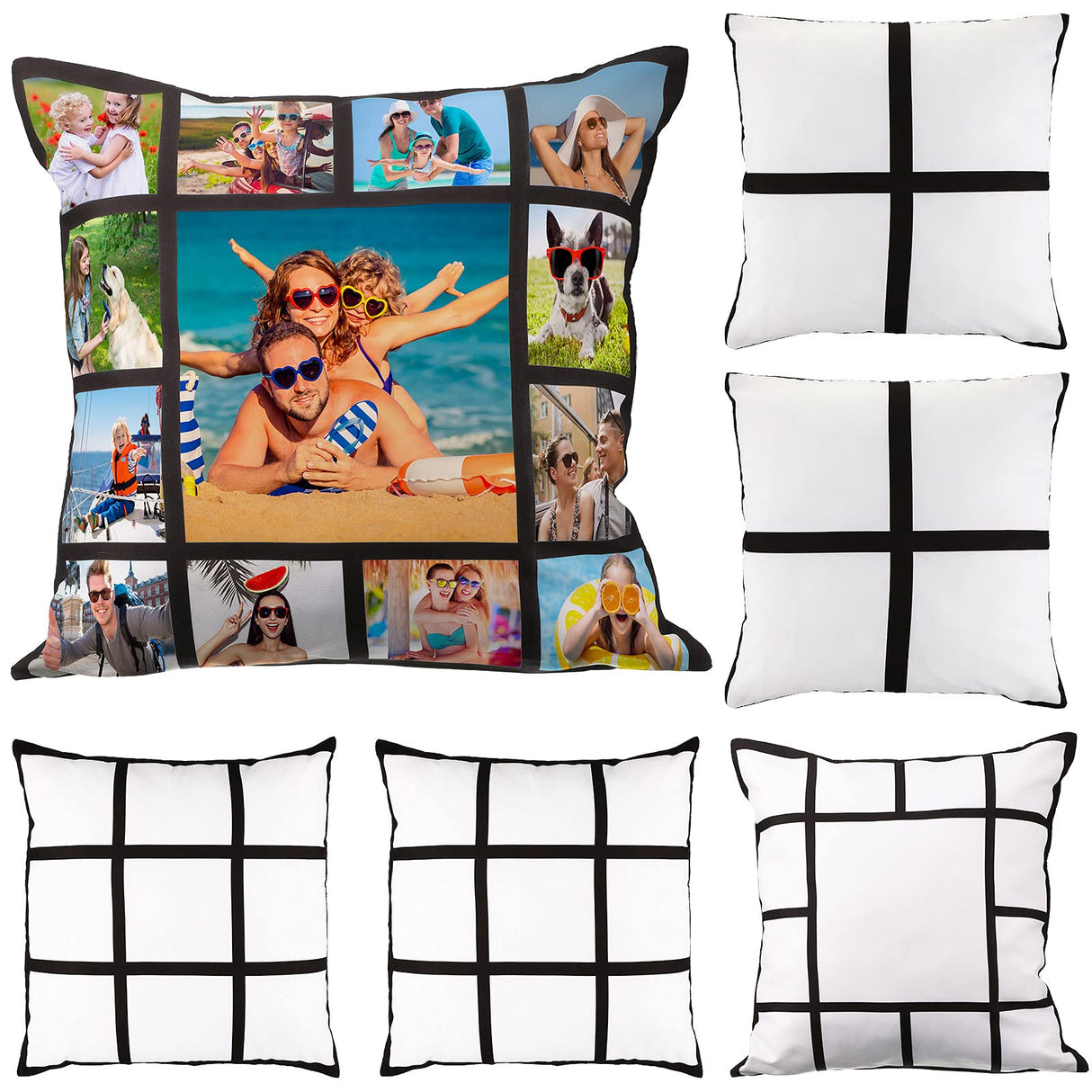 Sublimation Panel Pillow Case Sublimation Pillow Cover Sublimation Polyester Pillow Cover Blank Case Throw Pillow Covers 18 x 18 Inch for Sofa Couch Sublimation Printing, 3 Styles (6 Pieces) Geiserailie