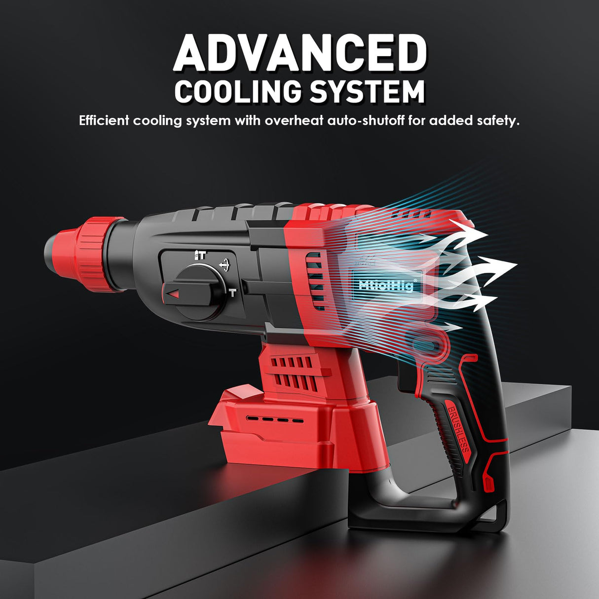 Rotary Hammer Drill For Milwaukee 18V: 1" SDS Plus Brushless Rotary Hammer - Safety Clutch 4 Application Modes Fastest Drilling For Concrete Tile Wood Wall Including 4 Drill Bits(Battery not included) MtiolHig