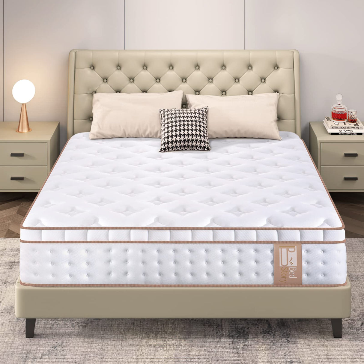 BedStory 14" Hybrid Twin Mattress in a Box, Gel Memory Foam Mattress with Pocket Spring, Medium Firm Mattress with Dual Brim Design for Support&Pressure Relieving&Motion Isolated Sleep, Made in USA BedStory