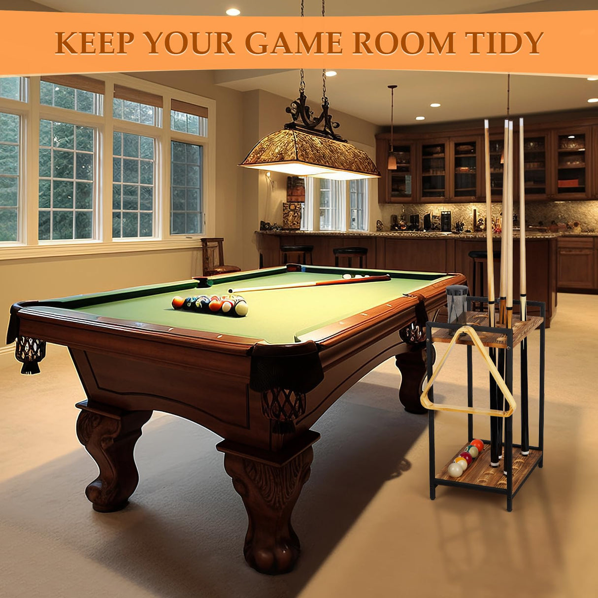 Jolensoy Pool Stick Holder Pool Cue Holder Floor Stand Cue Stick Holder 10-Hole Billiard Cue Racks for Game Room Billiard Room Decor Club Pool Table Accessories Jolensoy