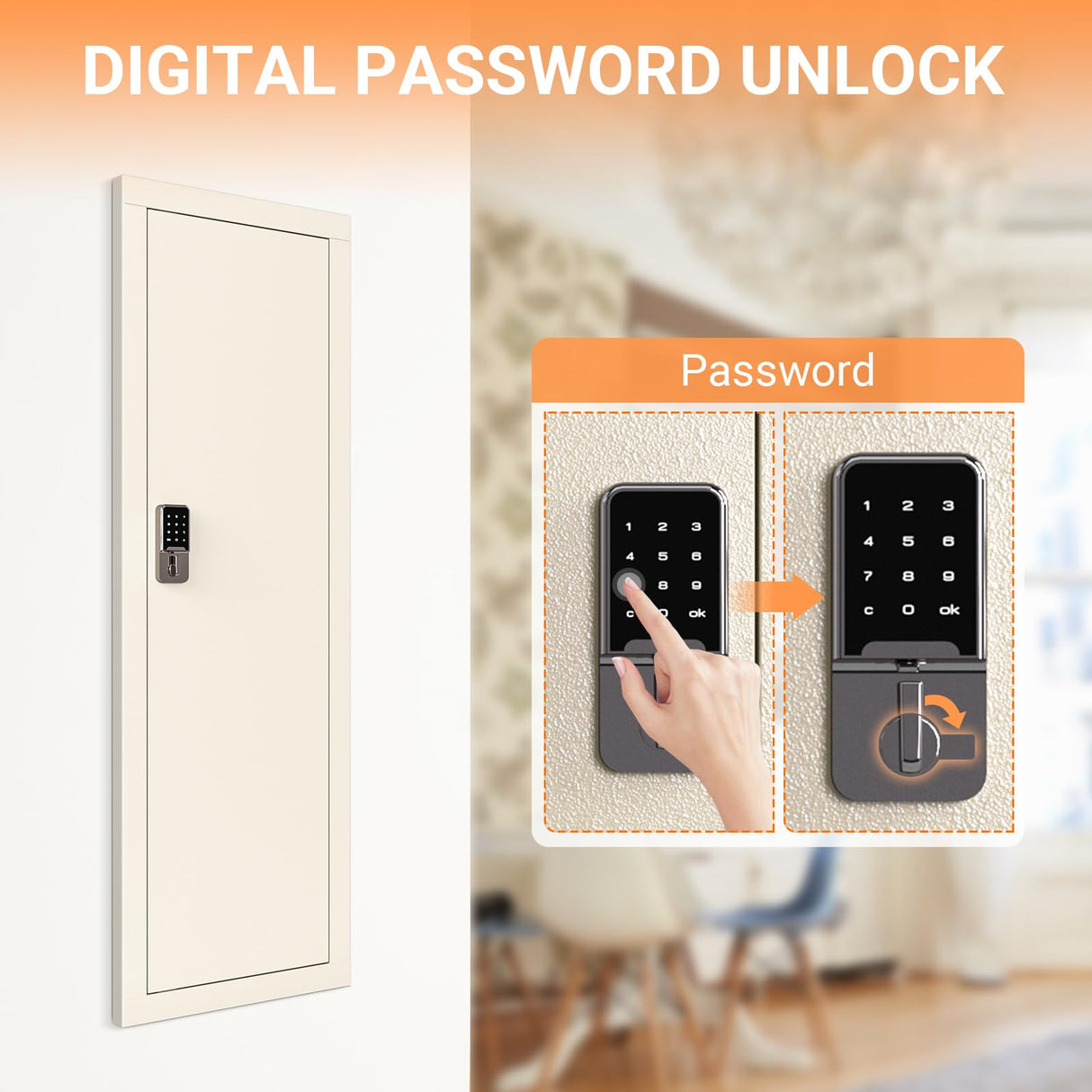 Zevemomo 53'' Tall Wall Safe, Gun Cabinets for Rifles and Shotguns with 2 Removable Shelves and Adjustable Gun Rack, in Wall Gun Safe between Studs for Gun, Money, Beige Zevemomo