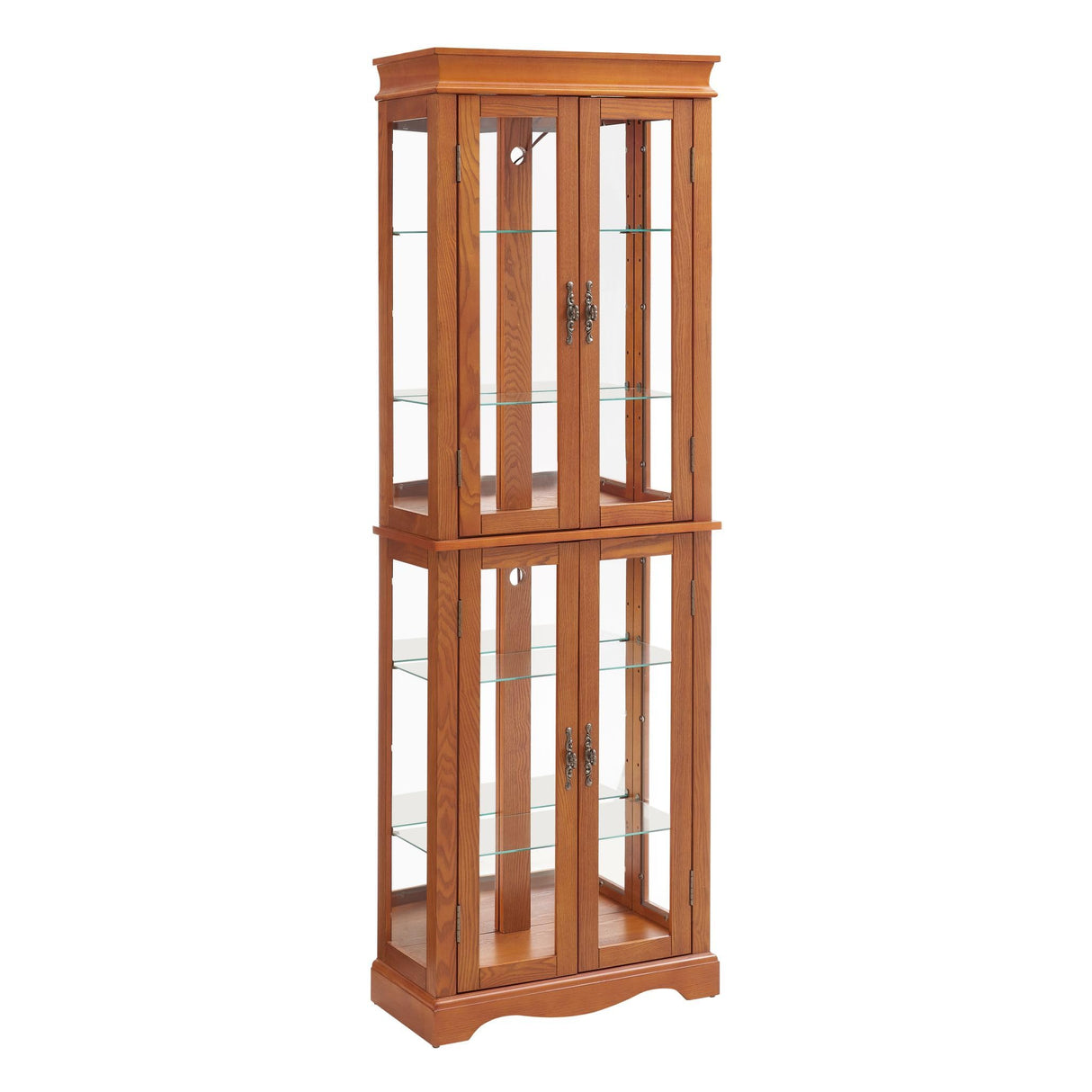 Eyisean Lighted Glass Display Cabinet, 71" Curio Cabinet with Adjustable Glass Shelves Vintage, Light Bulb Included, Curio Storage Cabinet with 6 Shelves for Living Room (Oak) Eyisean