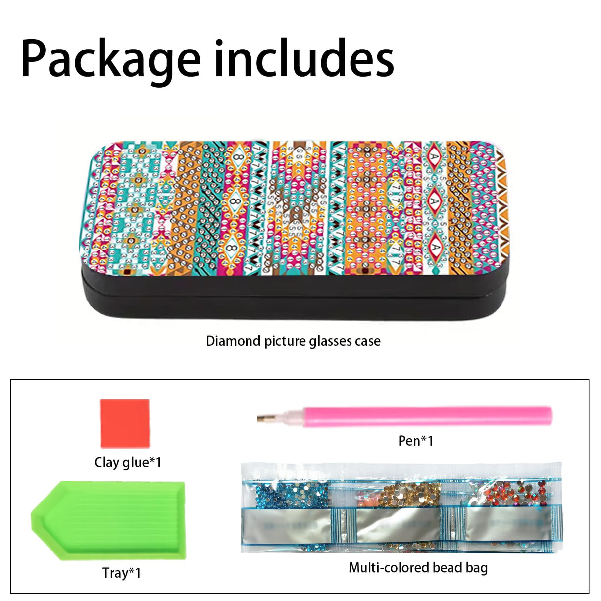 AiYuanzsh DIY Diamond Painting Glasses Case, Boho Tribal Diamond Art Eyeglass Storage Box, Colorful Handmade 5D Diamond Art Kit for Adults, Travel Sunglasses Holder, Craft Gift Idea AiYuanzsh