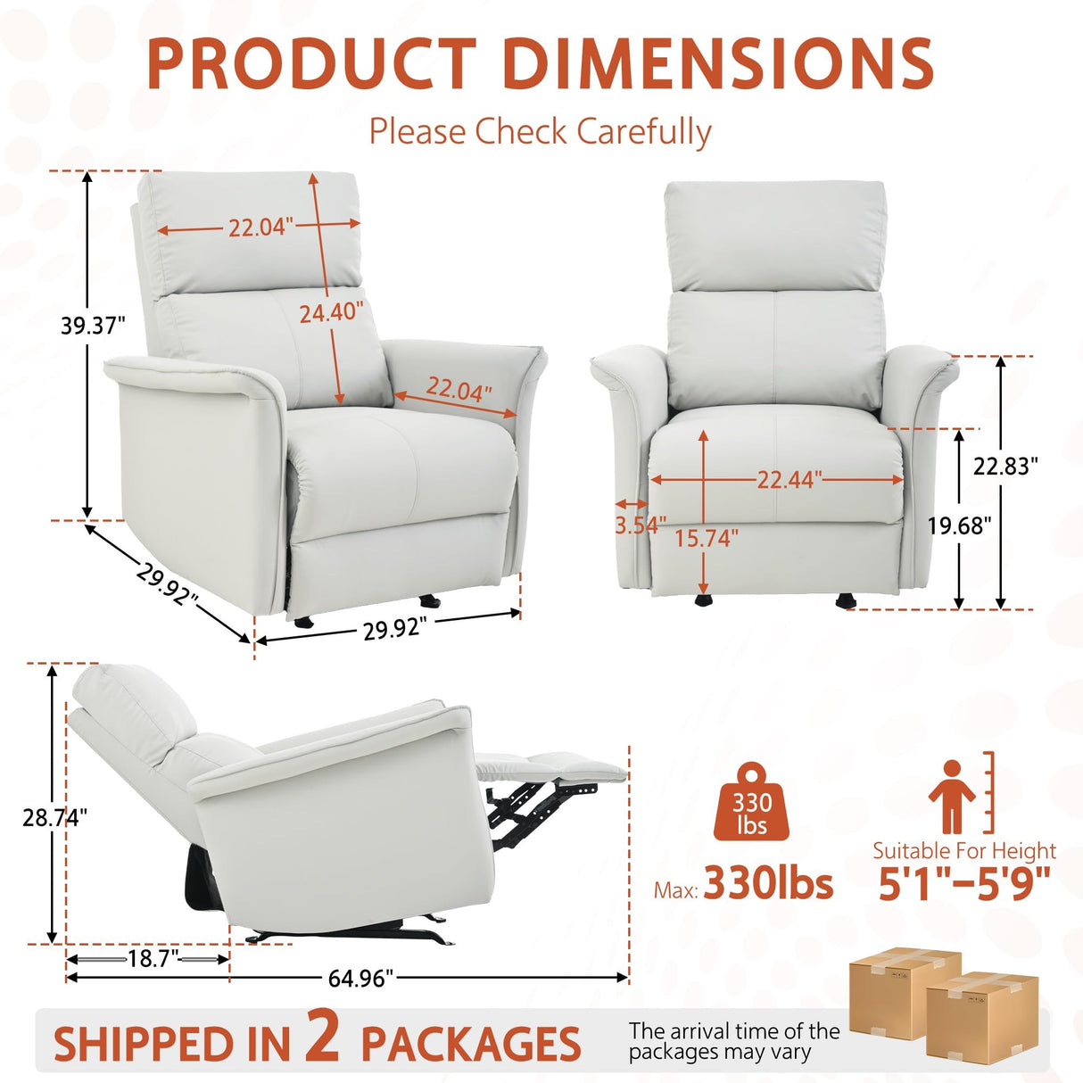 Manual Rocker Recliner Chair for Adults – Perfect for Small Spaces, PU Leather Nursery Glider, Ideal for Home Theater, Living Room, and Bedroom YJSPSSW