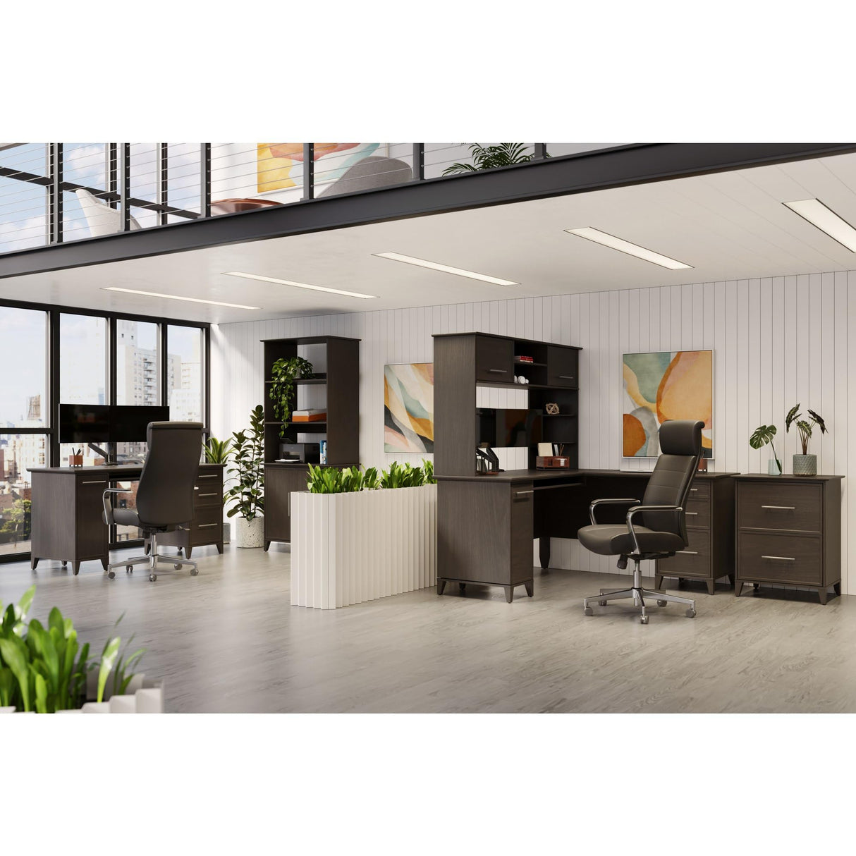 Realspace® Koru 60"W Hutch for Koru L-Shaped Or Straight Computer Desks, Natural Oak Realspace