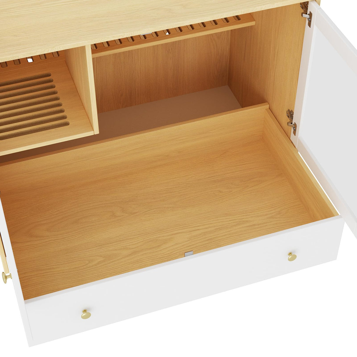 DAWNSPACES Extra Large Cat Litter Box Enclosure Furniture Hidden, Cat Condo Cabinet Pet House with Stairs for 2, Nightstand Side Table witha Large Drawer for Living Room, Natural DAWNSPACES