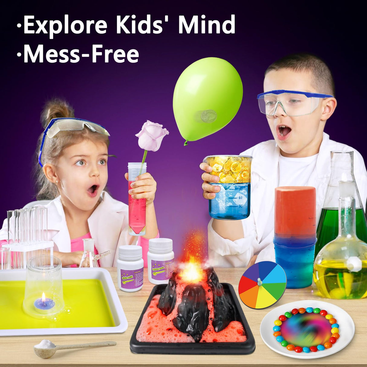 UNGLINGA 53 Experiments Science Kits for Kids Boys Girls, Gift Ideas for Birthday Christmas, Chemistry Physics Set, STEM Activities Learning Educational Scientist Toys UNGLINGA