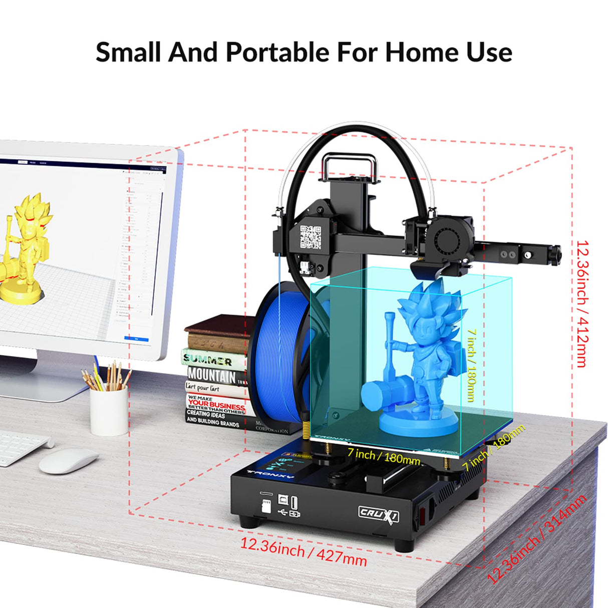 TRONXY 3D Printers,CRUX 1 Mini 3D Printer for Beginners,Fast Assembly Direct Drive Desktop Portable with PEI Magnetic Sticker Platform, Impresora Small 3D Printer Print Size 7.08x7.08x7.08 inch TRONXY