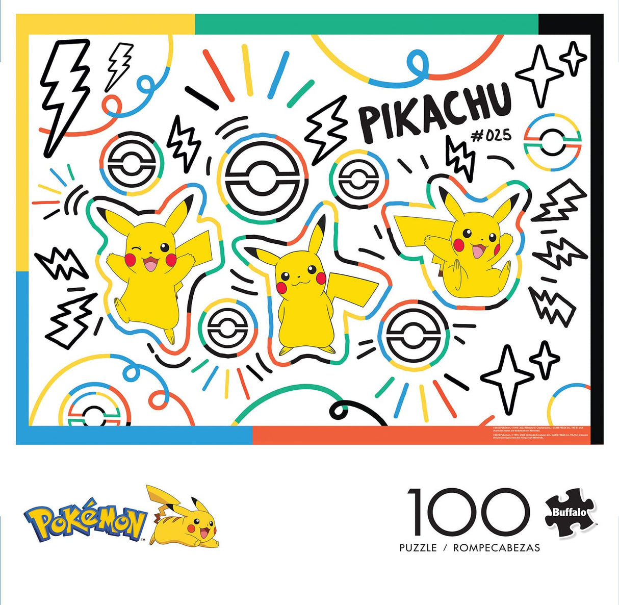 Buffalo Games - Pokemon -: Doodle Pikachu - 100 Piece Jigsaw Puzzle for Families -Challenging Puzzle Perfect for Game Nights - Finished Size is 15.00 x 11.00 Buffalo Games