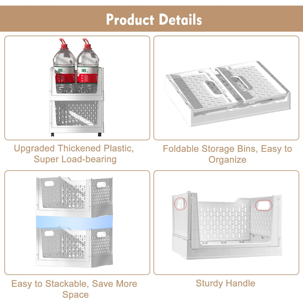 Stackable Plastic Storage Basket, 3 Pack Foldable Closet Organizers and Storage Bins with Wheels, Collapsible Drawer Shelf Storage Box Container for Office Bedroom Closet Wardrobe Kitchen Bathroom BUZIFU