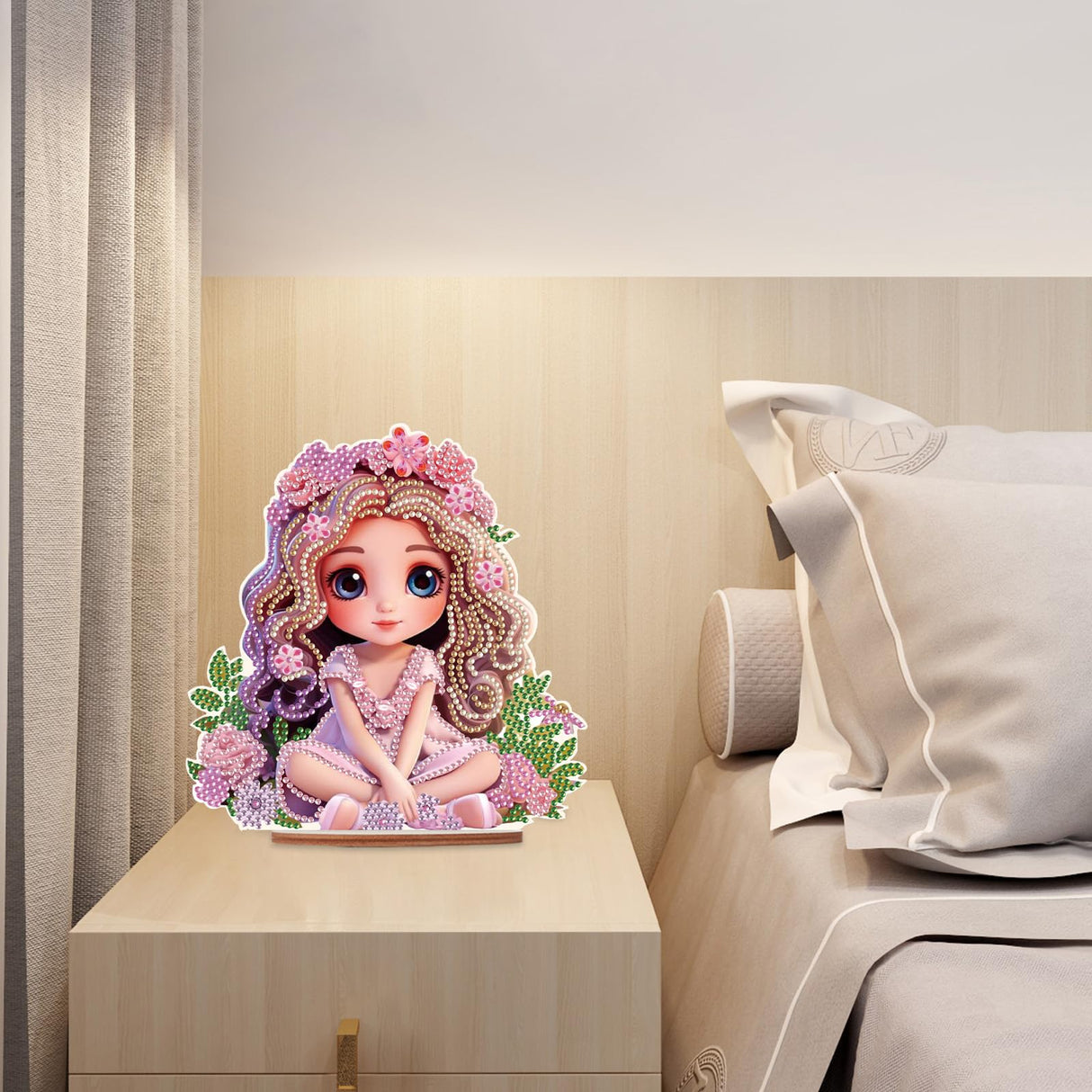 Pretty Princess Girl Pattern Table Top Diamond Painting Ornament Kits, DIY Special Shape Beads 5D Diamond Art Christmas Home Office Desktop Decorations Ornaments antor