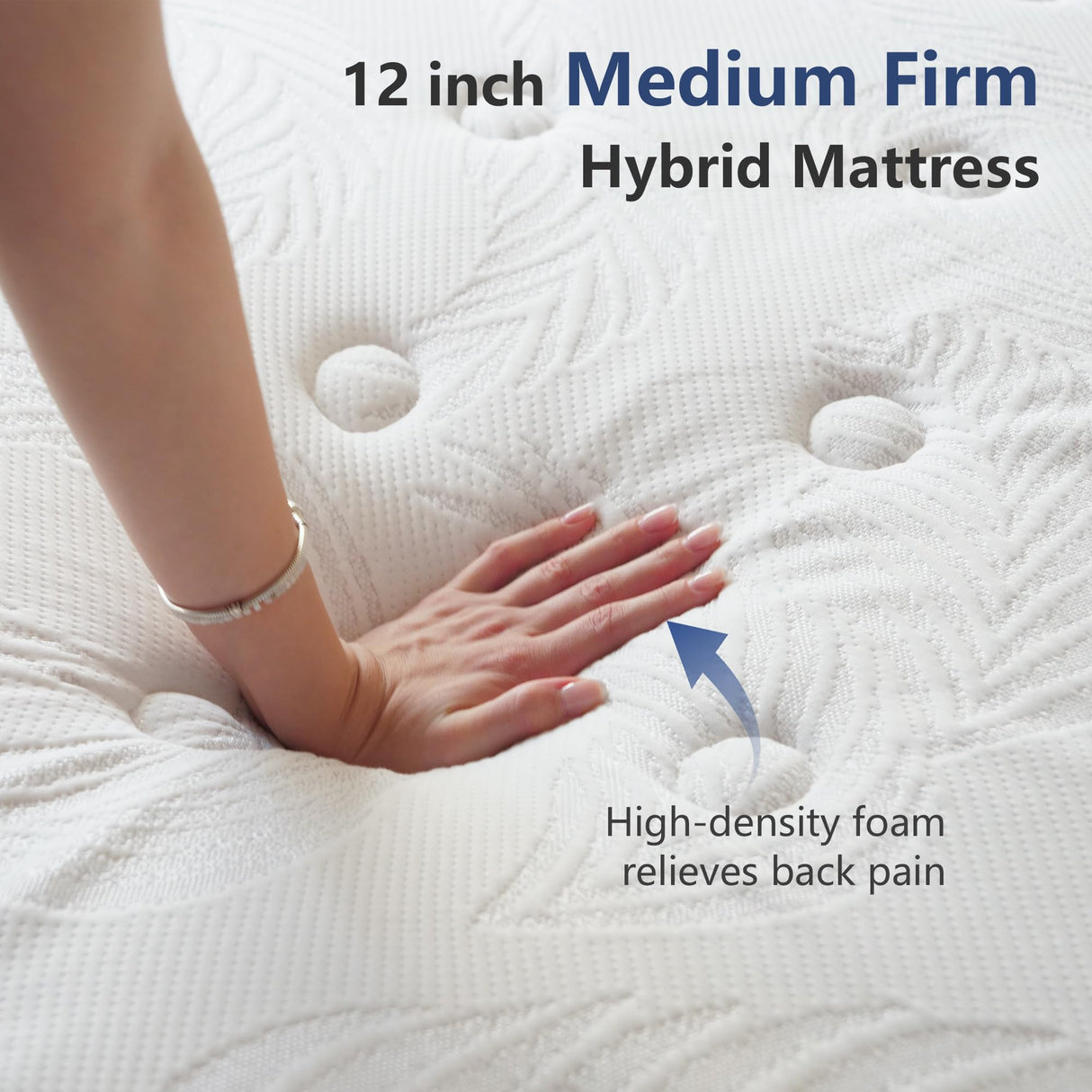 Full Size Mattress 12 inch, Medium Firm Hybrid Mattresses with Cooling Gel Memory Foam, Full Mattress in a Box, Independent Spring for Motion Isolation, Pressure Relief & Upgraded Support, CertiPUR-US Pamag pieeoo