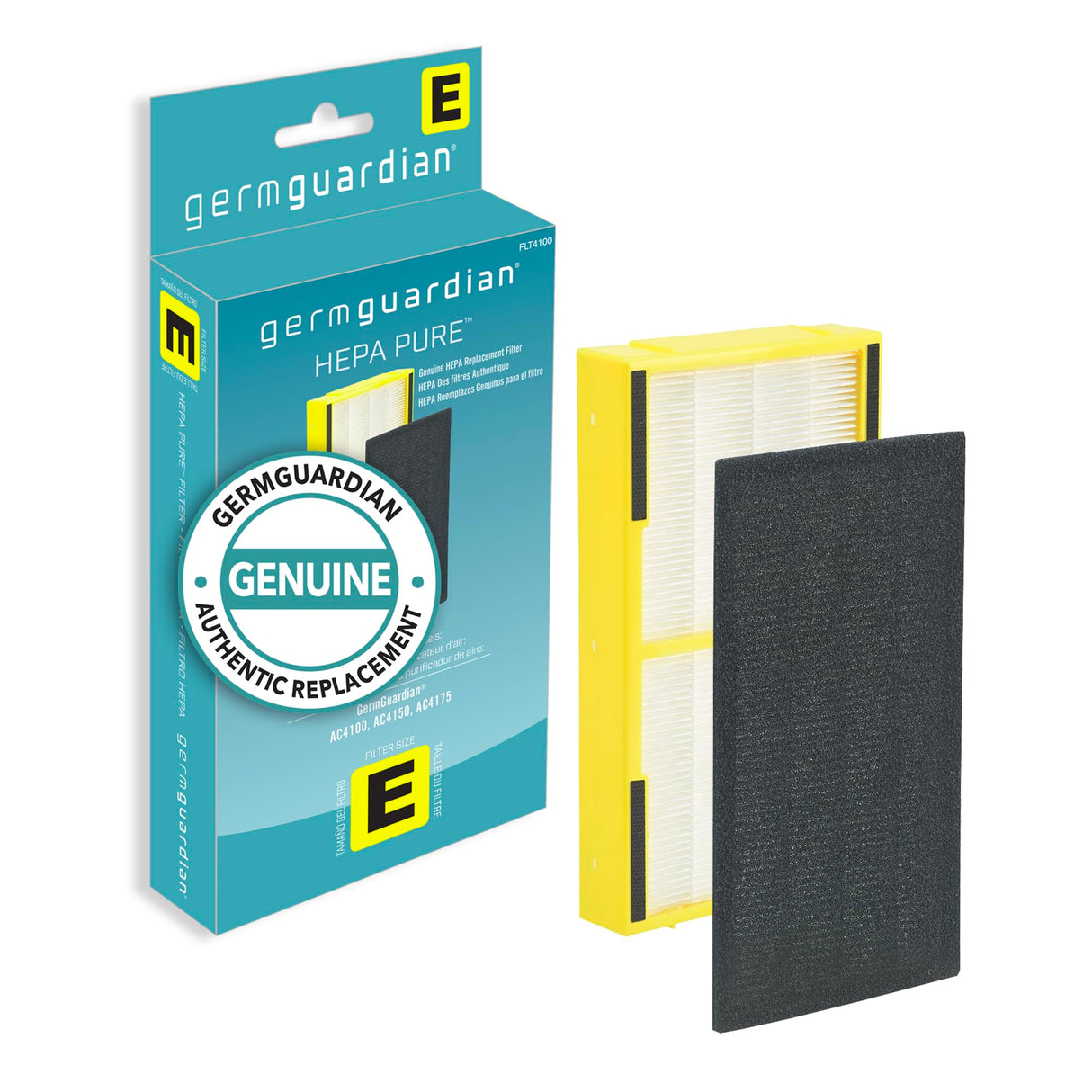 Germ Guardian FLT4100 True HEPA Genuine Air Purifier Replacement Filter E for GermGuardian AC4100, AC4150P, AC4150BL, and More GermGuardian