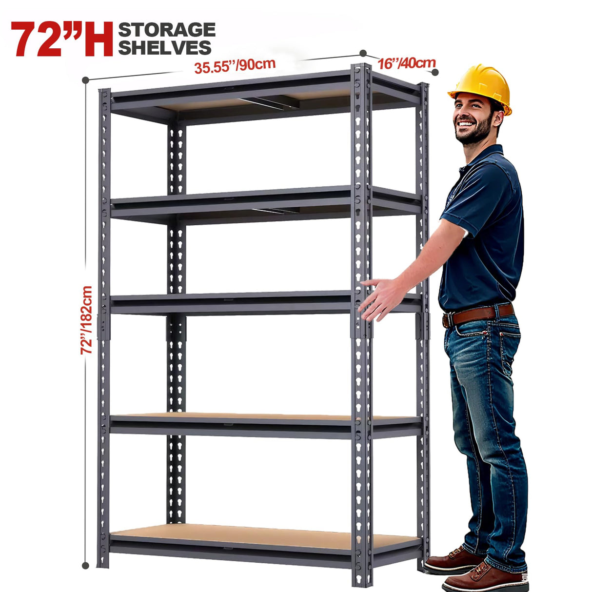 ZEUKMXOO Storage Shelving Unit, 5 Tier Garage Shelves Heavy Duty, Adjustable Metal Shelving Unit,2400LBS Black for Pantry, Basement, Warehouse, Kitchen, Pantry and Closet,72''H ZEUKMXOO