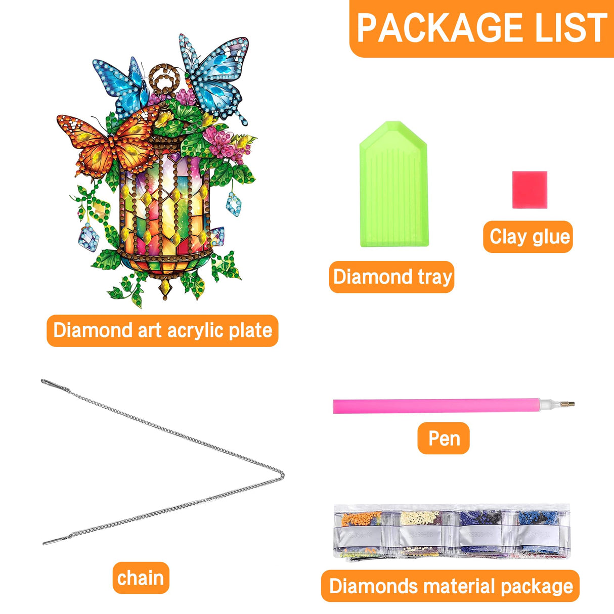 Ginfonr Diamond Painting Kits Hanging Pendant, Butterfly Sun Catcher for Front Door Sign, Special Shaped Rhinestone Lamp Diamond Art, Double Sided Home Hanging Kits for Garden Wall Window (8x8inch) Ginfonr