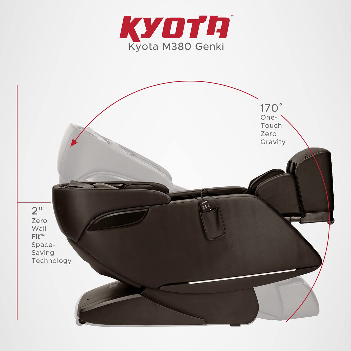 Kyota M380 Genki Massage Chair (Brown), Zero-Gravity Recliner Massage Chair Featuring Calf Kneading Oscillation, Chromotherapy Lights, and Intelligent Voice Command and Control, Reclining Massager Kyota
