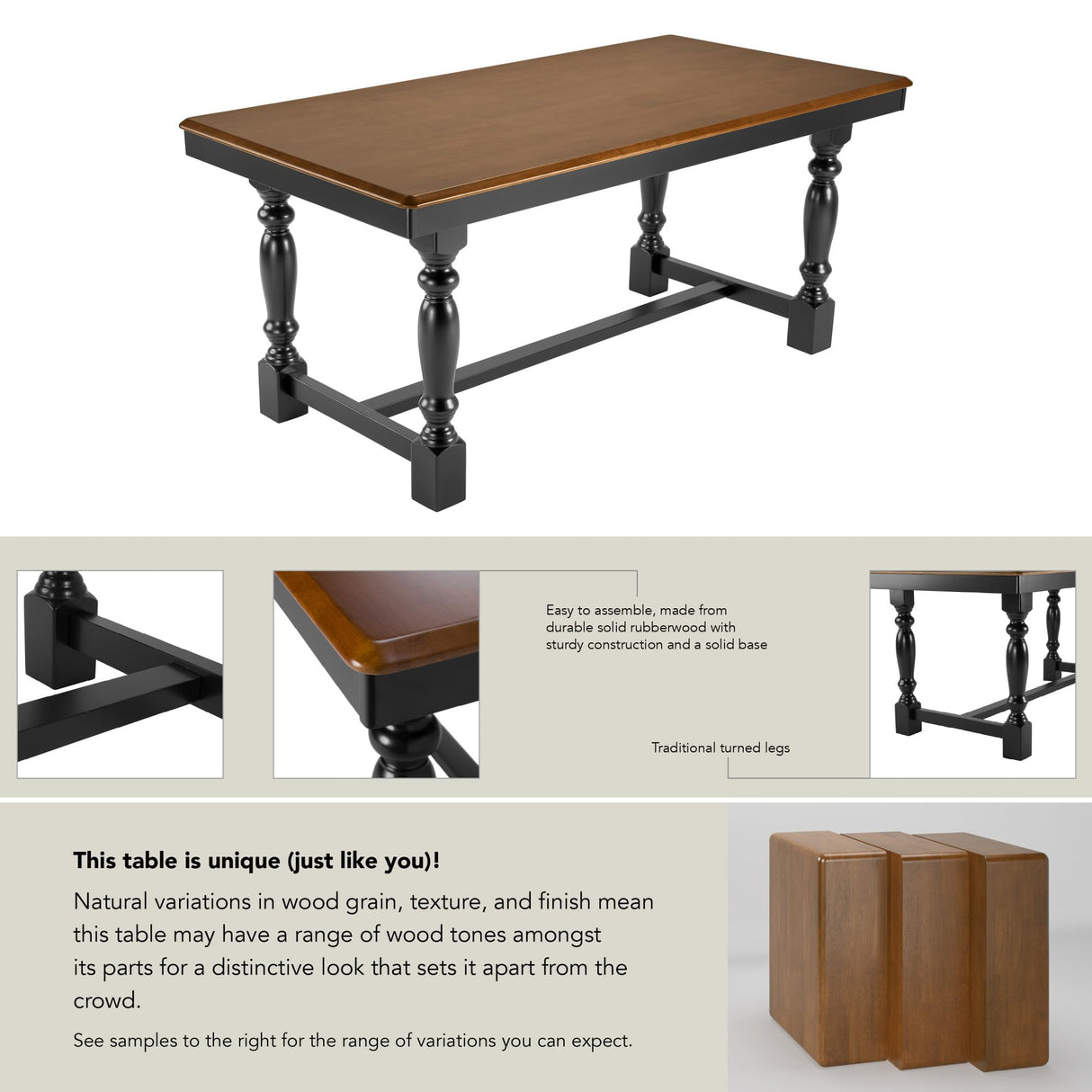 Bush Furniture Rectangular Dining Table, 67 inch Squire Trestle, Farmhouse Decor, Sterling Collection, Dark Brown Bush Furniture