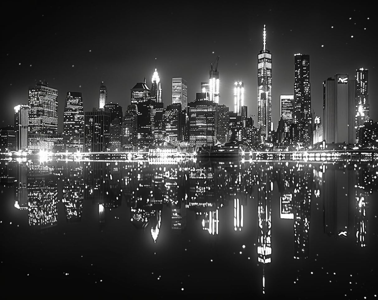 Black and White Photography of New York City Skyline 5D DIY Diamond Paint Kits for Adults Easy for Beginner Round Full Drill Diamond Art Painting Gems Mosaic Craft for Home Decor 12x16inch(3) WoodArtSupply