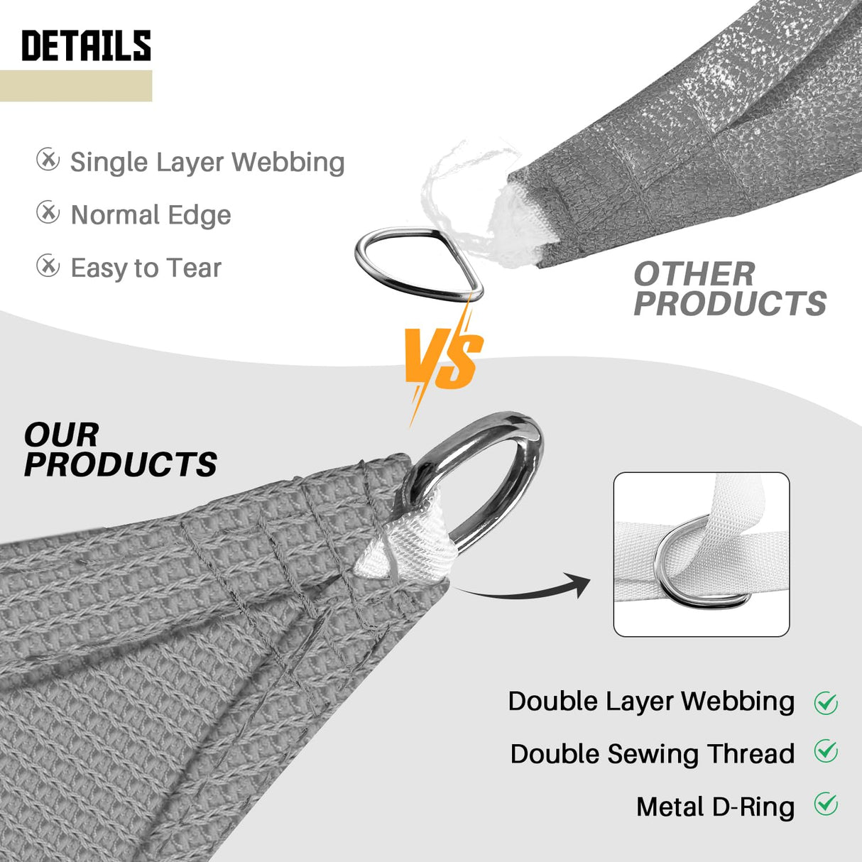 TANG Sunshdes Depot 9' x 18' Sun Shade Sail Rectangle Canopy Shade Cover UV Block for Backyard Pergola Porch Deck Garden Patio Outdoor Activities (Light Grey) TANG