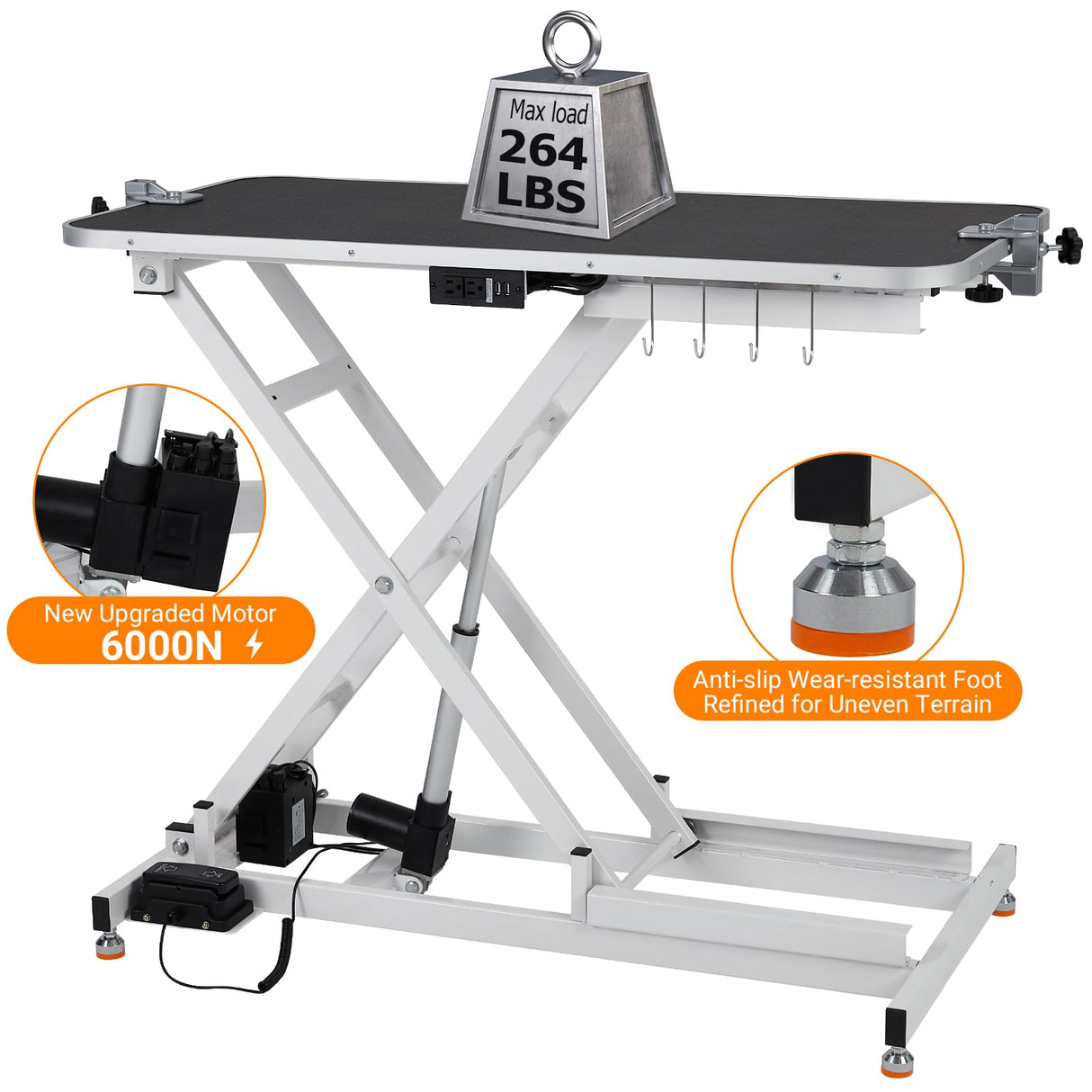 Upgraded 47” Electric Dog Grooming Table, 9"- 40" Height Adjustable Heavy Duty Electric Grooming Table with Anti Slip Tabletop, 3 Grooming Noose, for Dogs&Cats, White Towallmark