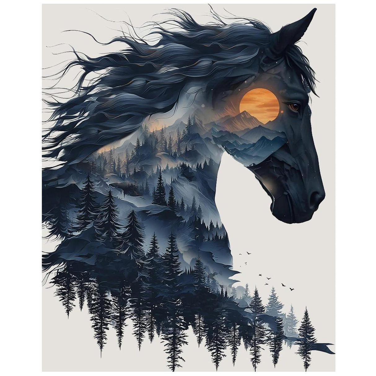 xcemhil Horse Paint by Numbers Kit for Adults, Horse Painting by Numbers, Adult Paint by Number Kits Suitable for Gifts and Interior Decor 16x20 Inch xcemhil