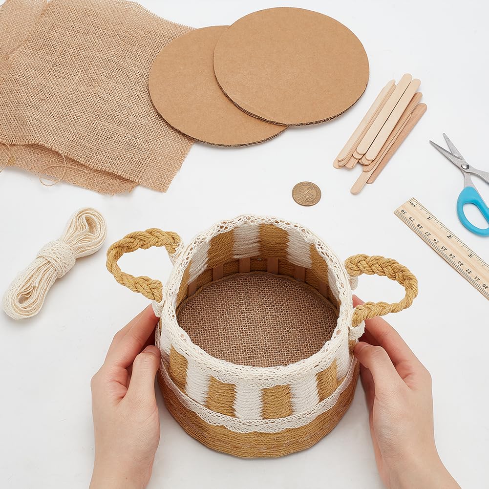 FREEBLOSS Macrame Cord Basket Weaving Craft Kit for Beginners DIY Storage Basket Storage Bins Basket Making Supplies for Adults Basket Weaving Kits for Adults FREEBLOSS