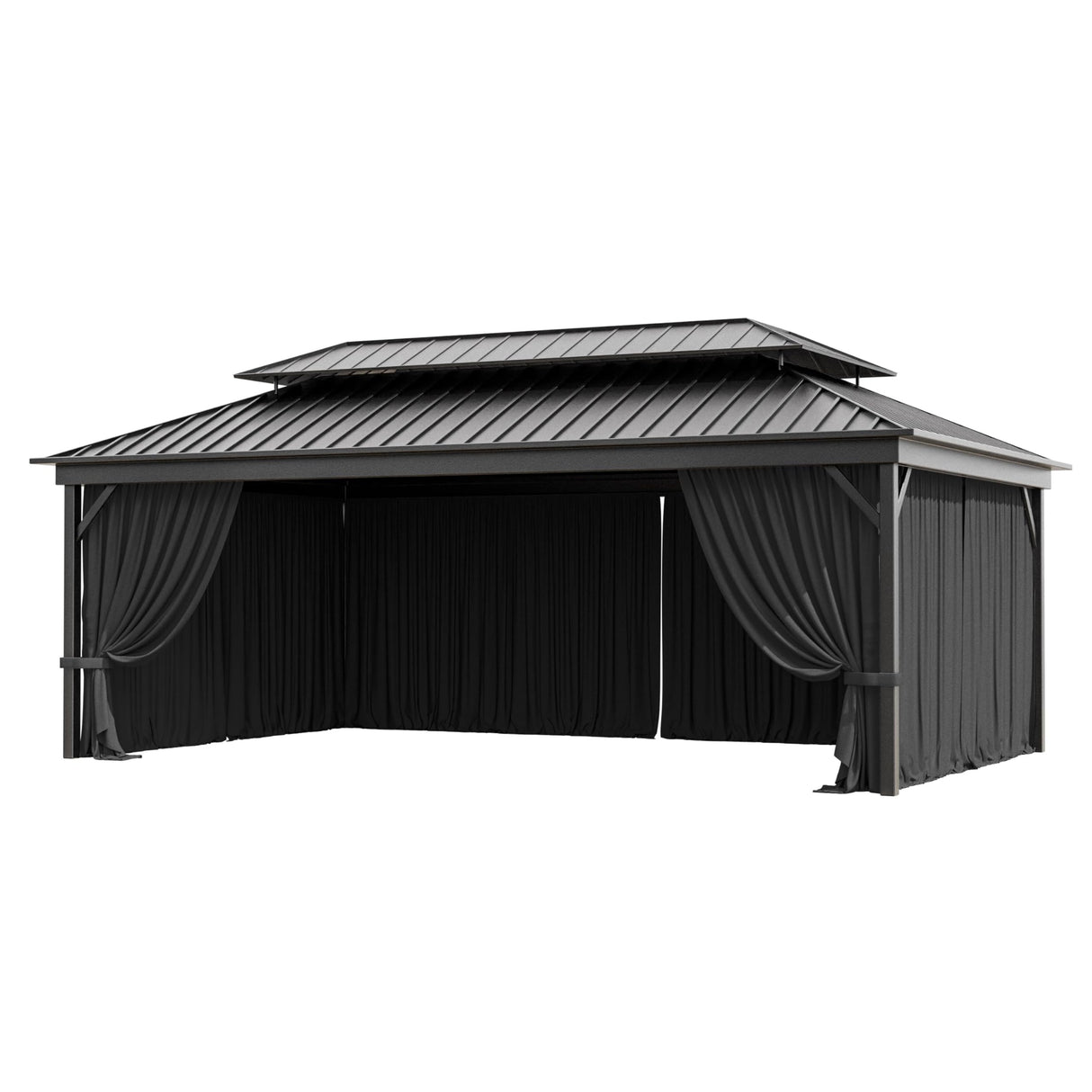 12'x 20 Gazebo Curtains Outdoor Waterproof with Hanging Rings, 4-Panel Double Zipper Sidewalls Universal Replacement Privacy Curtain, Outdoor Gazebo Curtains for Patio, Backyard(Curtains Only) Snubbull