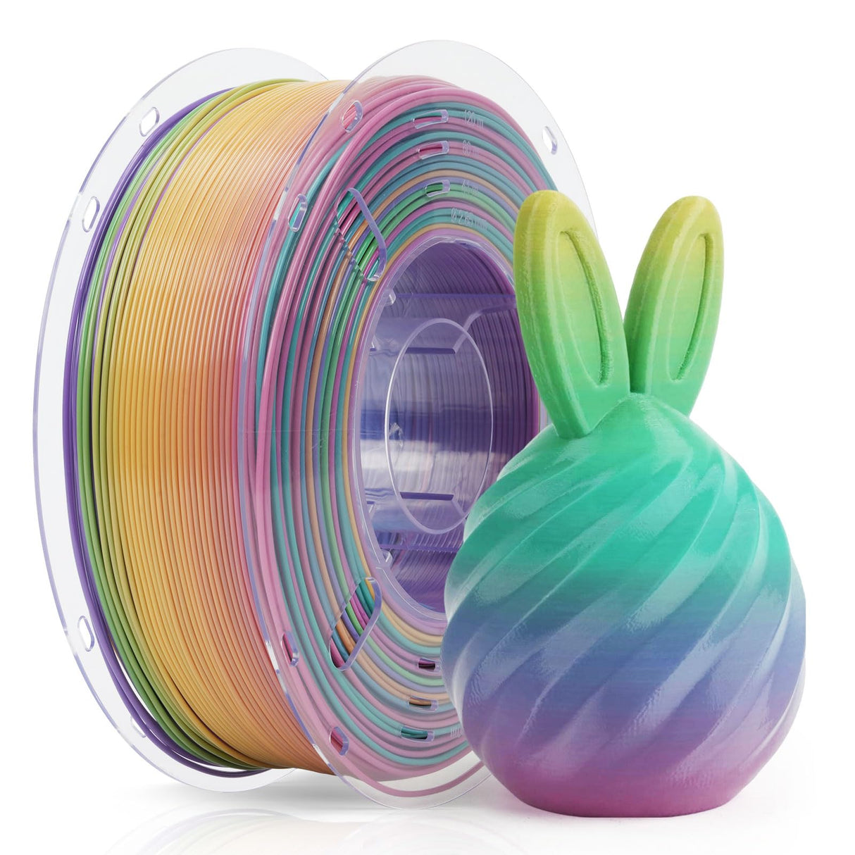 FilaBees TPU Filament 1.75mm Rainbow Candy,95A Soft 3D Printer Filament,High Hardness & Resilience,Soft Adhesive Material,Elastic,Flexible Color Changing Rainbow Filament 1kg(2.2lbs) FilaBees